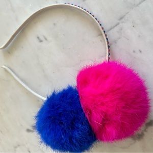 Double poof headband with rhinestones